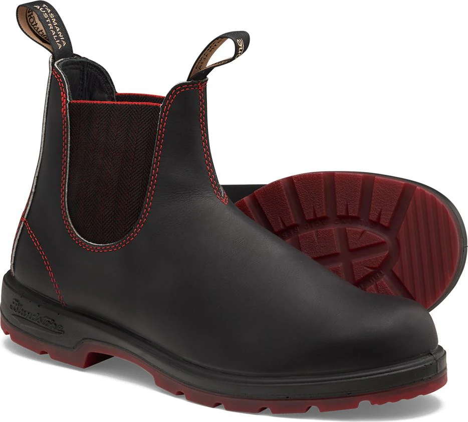 Blundstone 2342 - Classic Black With Red Black Herringbone Elastic And Red Sole - Image 3