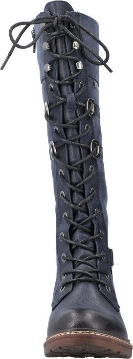 Navy Tall Lace Up Boot - Image 4